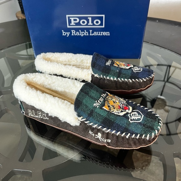 Polo Ralph Lauren Other - Polo Ralph Lauren Yarmond Tiger Shearling-Lined Slippers Men's Sz 10 New